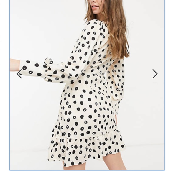 River Island Ruched Polka Dot Mini Dress - Picture 1 of 4